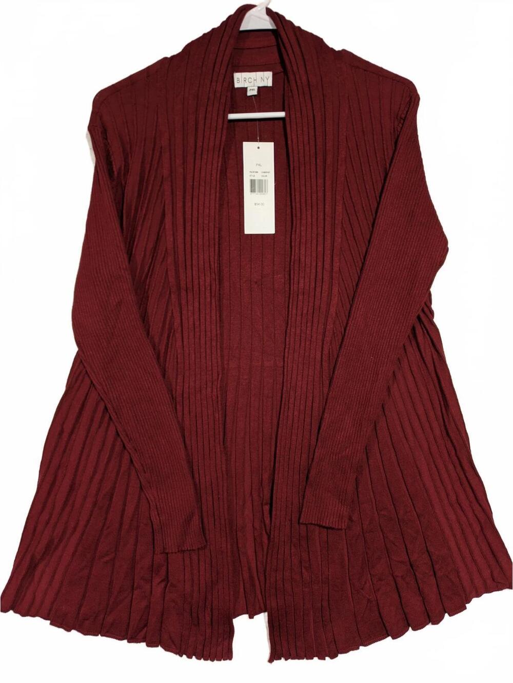 BRCH NY Ribbed Open Front Cardigan Sweater Womens Plus XL PXL